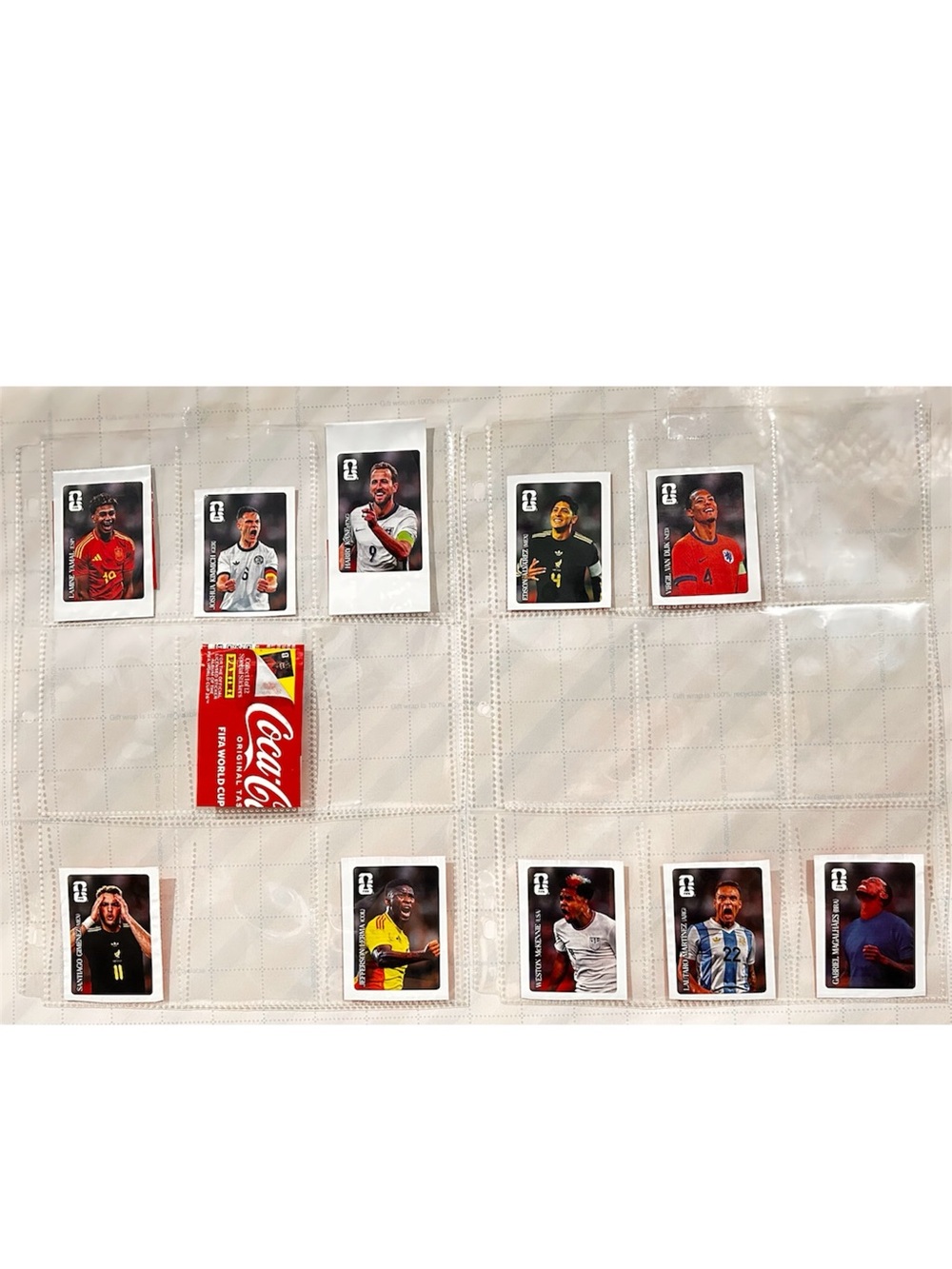 Panini FIFA 2026 World Cup Coca Cola Stickers UNPEELED Set 10/12 + Bottle Wrap